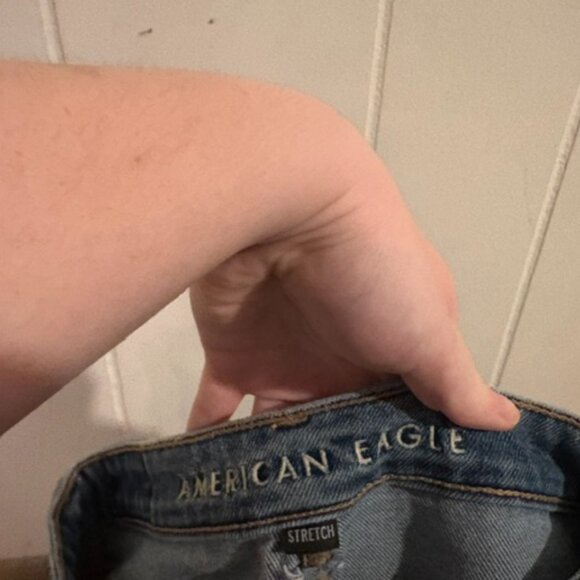 Medium Wash Ripped American Eagle Mom Straight Jeans in size 00 Regular - Picture 3 of 5